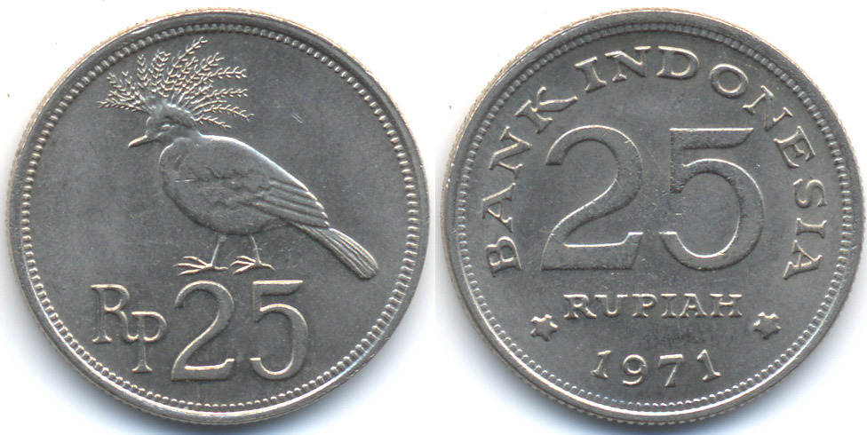 25 rupiah 1971 indonesien indonesia republik kupfer/nickel