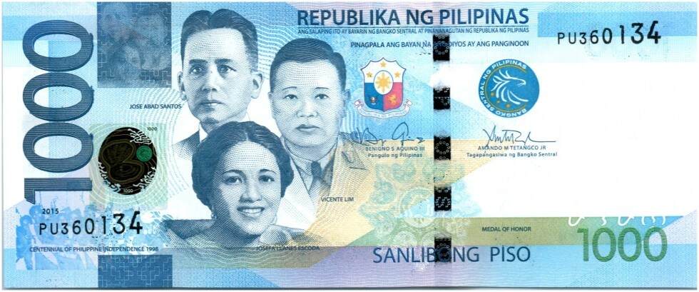 1000 piso 2015 philippines 1000 piso j abad santos v lim j.